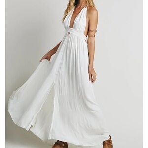 Free People Look into the Sun White Halter Maxi Dress